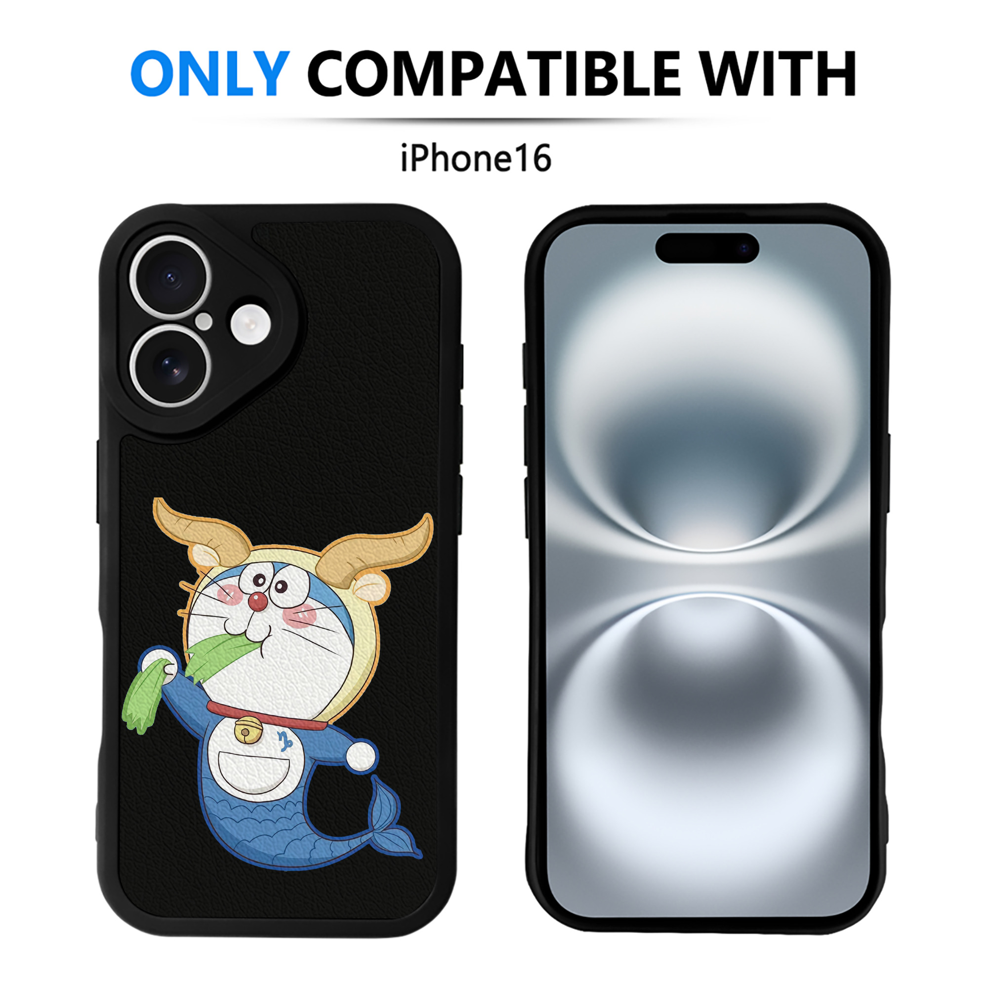 （画像用） ドラえもん Doraemon 【iPhone 16シリーズ対応】シリコンスマホケース（レザー調） 材質：シリコン